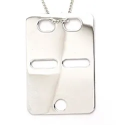 Fyrkantigt ID bricka i 14 karat vitguld