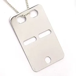 Fyrkantigt ID bricka i 14 karat vitguld