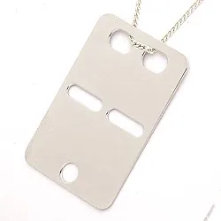 Fyrkantigt ID bricka i 14 karat vitguld