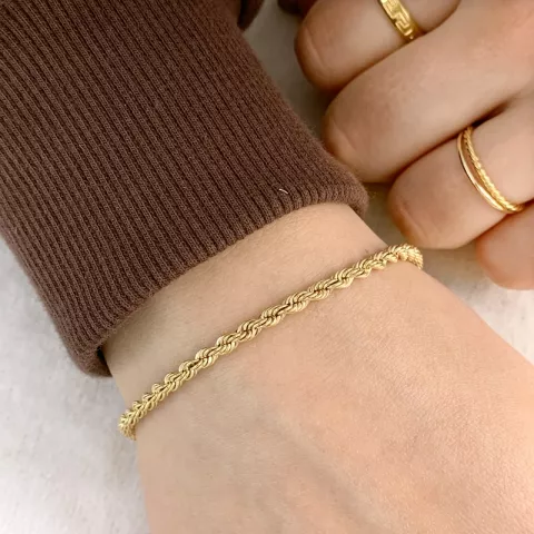 BNH cordel armband i 14 karat guld 21 cm x 3,2mm