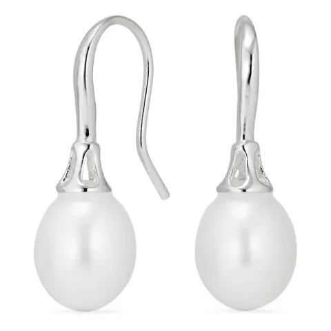 långa pärla örhängen i silver