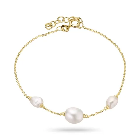 pärla armband i förgyllt silver 17 plus 2 cm x 8-9 mm
