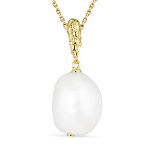 pärla hängen med halskedja i förgyllt silver