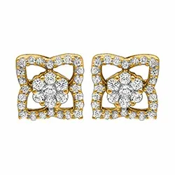 blommor diamant örhängestift i 14 karat guld med diamant