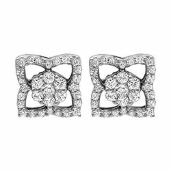 blommor diamant örhängestift i 14 karat vitguld med diamant