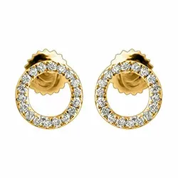 Runda 7 mm diamant örhängestift i 14 karat guld med diamanter 