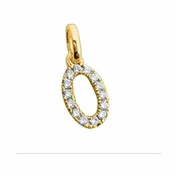 ovalt diamantberlocker i 14  carat guld 0,12 ct