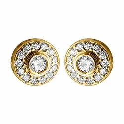 runda diamant örhängestift i 14 karat guld med diamant