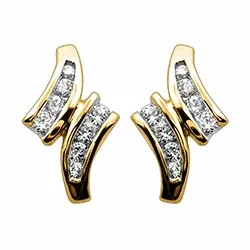 diamant örhängestift i 14 karat guld med diamant