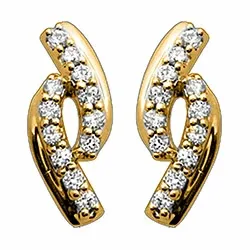 äkta  diamant örhängestift i 14 karat guld med diamanter 