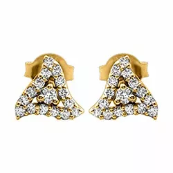 trekantigt diamant örhängestift i 14 karat guld med diamant 