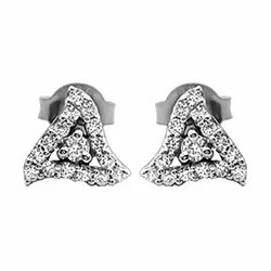 trekantigt diamant örhängestift i 14 karat vitguld med diamant 
