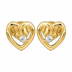 hjärta diamant örhängestift i 14 karat guld med diamant