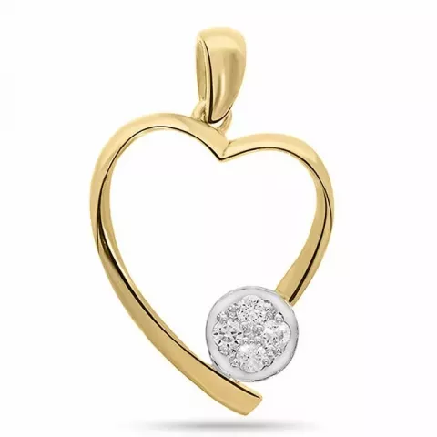 Hjärta hängen i 14  carat guld med rodium 0,04 ct