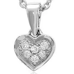 Hjärta diamant hängen i 14 carat vitguld 0,05 ct