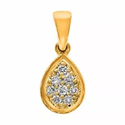 Droppformad diamant hängen i 14  carat guld 0,07 ct