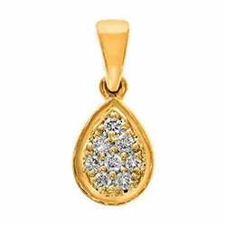 Droppformad diamant hängen i 14 carat guld 0,07 ct