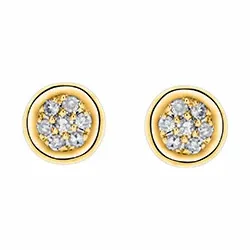 små runda diamant örhängestift i 14 karat guld med diamant 