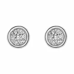 små runda diamant örhängestift i 14 karat vitguld med diamant