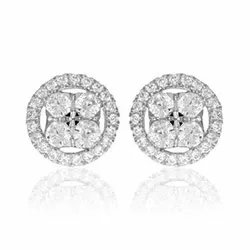 runda diamantörhängen i 14 karat vitguld med diamant 