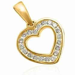 hjärta diamant hängen i 14  carat guld 0,20 ct