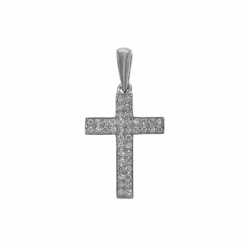 Kors hängen i 14 carat vitguld 0,16 ct