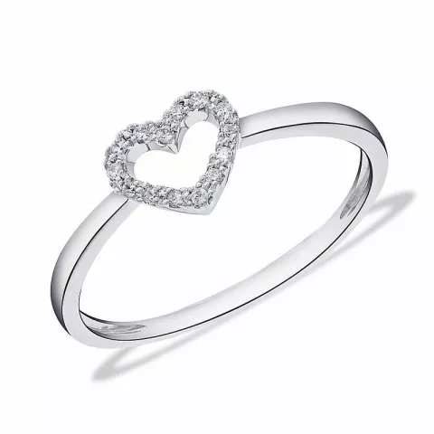 hjärta diamant ring i 14  karat vitguld 0,05 ct