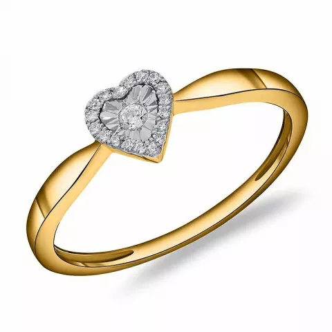 hjärta diamant guld ring i 14  karat guld med rhodium 0,08 ct