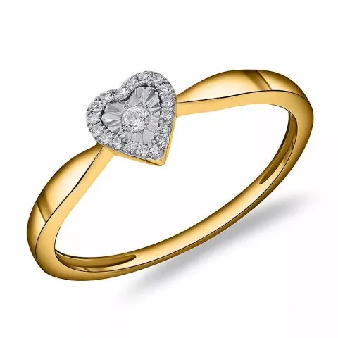 hjärta diamant guld ring i 14 karat guld med rhodium 0,08 ct