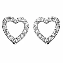 hjärta diamant örhängestift i 14 karat vitguld med diamant 
