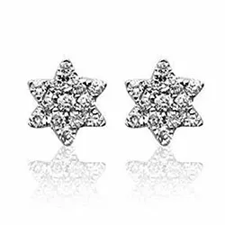 Små stjärna diamant örhängestift i 14 karat vitguld med diamanter 