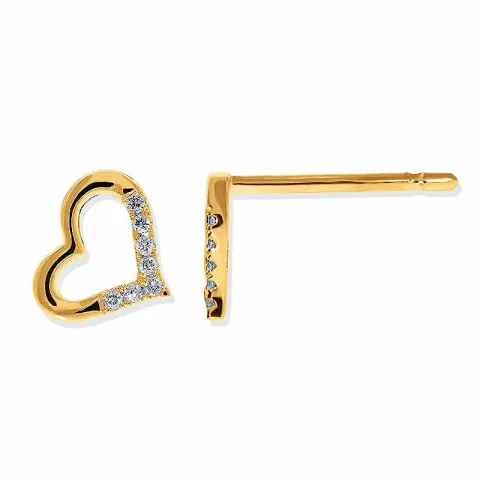 hjärta diamant örhängestift i 14 karat guld med diamant 
