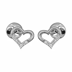 hjärta diamant örhängestift i 14 karat vitguld med diamant 
