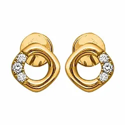 runda diamant örhängestift i 14 karat guld med diamant