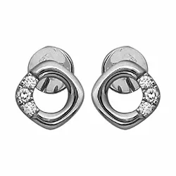 runda diamant örhängestift i 14 karat vitguld med diamant 