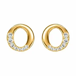 runda diamant örhängestift i 14 karat guld med diamant 