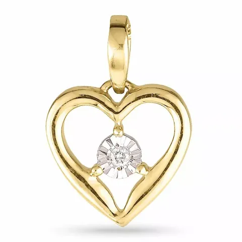 hjärta diamantberlocker i 14 carat guld 0,01 ct