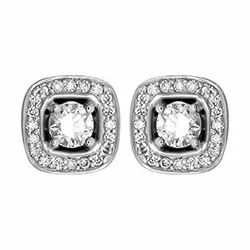 fyrkantigt diamant örhängestift i 14 karat vitguld med diamant