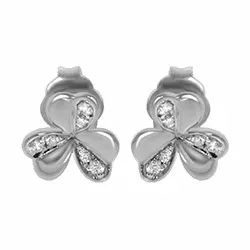 Blommor diamant örhängestift i 14 karat vitguld med diamanter 