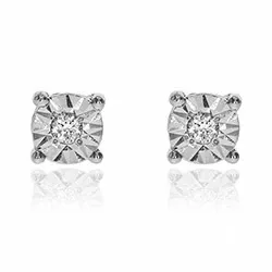 Små diamant örhängestift i 14 karat vitguld med diamanter