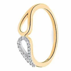 Abstrakt diamant guld ring i 14  karat guld 0,10 ct