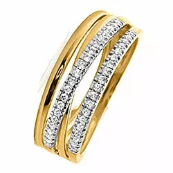 Bred diamant ring i 14  karat guld- och vitguld 0,13 ct