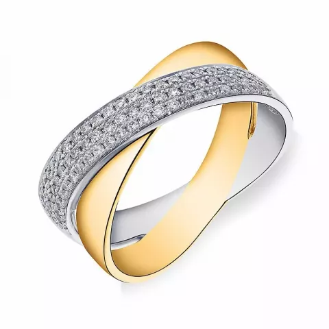 abstrakt diamant guld ring i 14  karat guld- och vitguld 0,33 ct