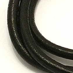 sort läder CARI armband i sort läder med stål lås x 4,0 mm