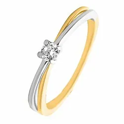 Äkta diamant ring i 14 karat guld- och vitguld 0,09 ct