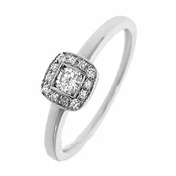 fyrkantigt diamant ring i 14  karat vitguld 0,17 ct