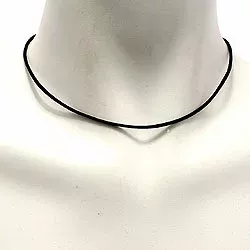 Halsband i sort läder med förgyllt stål lås  x 2,0 mm