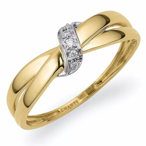 abstrakt diamant ring i 14  karat guld med rhodium 0,03 ct