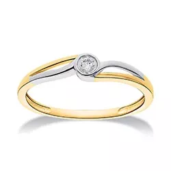 abstrakt diamant ring i 14  karat guld- och vitguld 0,06 ct