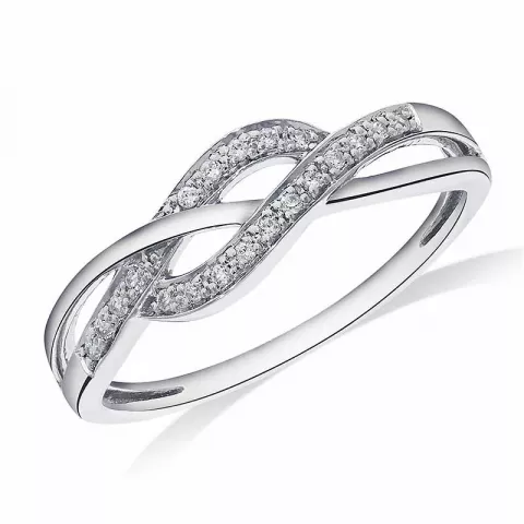 abstrakt diamant ring i 14  karat vitguld 0,07 ct